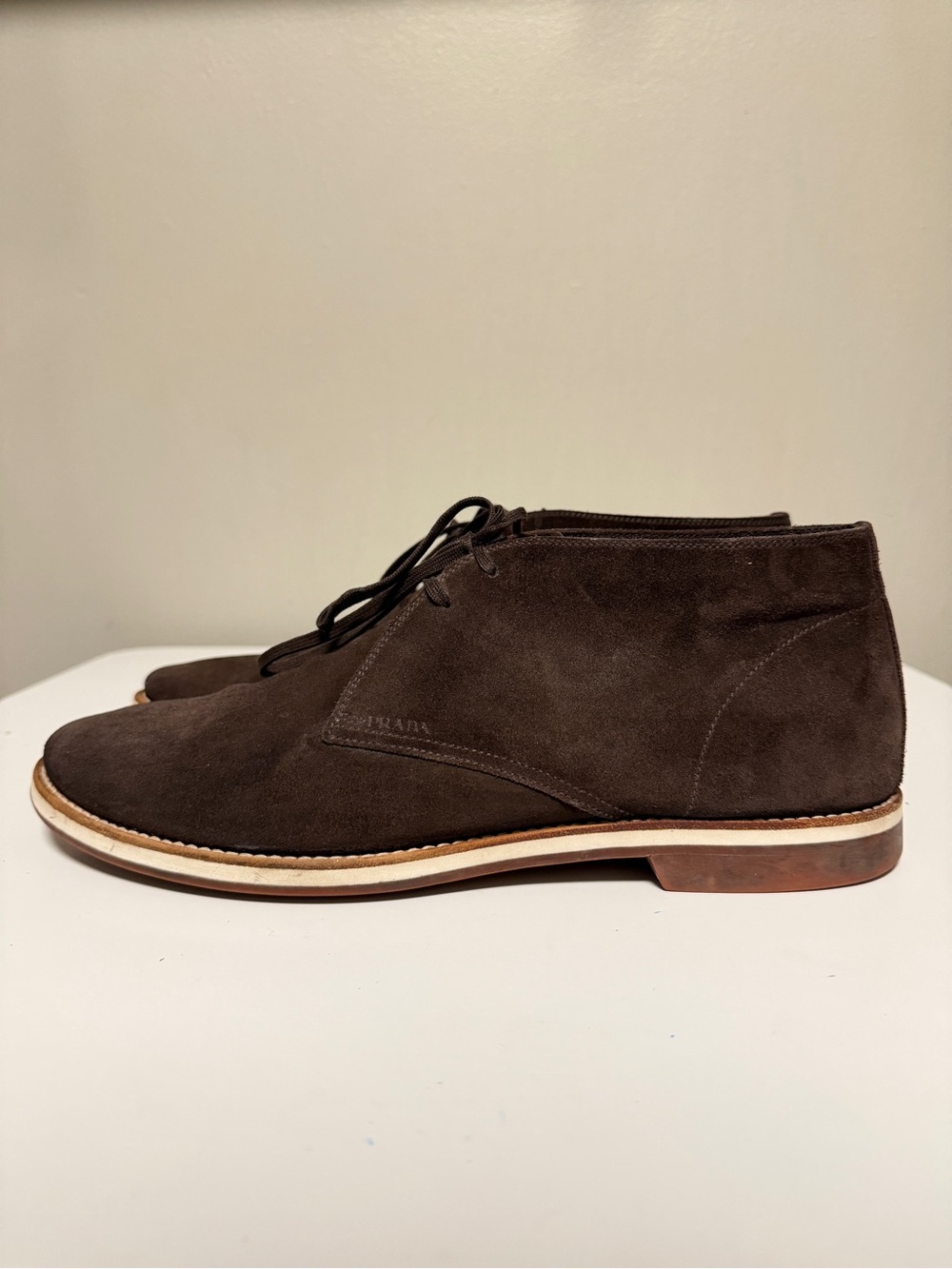 PRADA Chocolate Brown Suede Chukka Ankle Boots Men’s 10